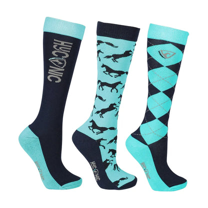 HyCONIC Children's Pattern Socks by Hy Equestrian (Pack of 3)