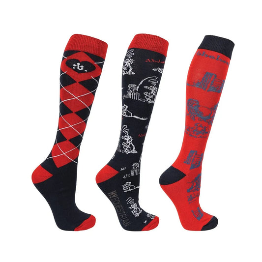 Hy Equestrian Thelwell Collection Practice Makes Perfect Socks (Pack of 3)