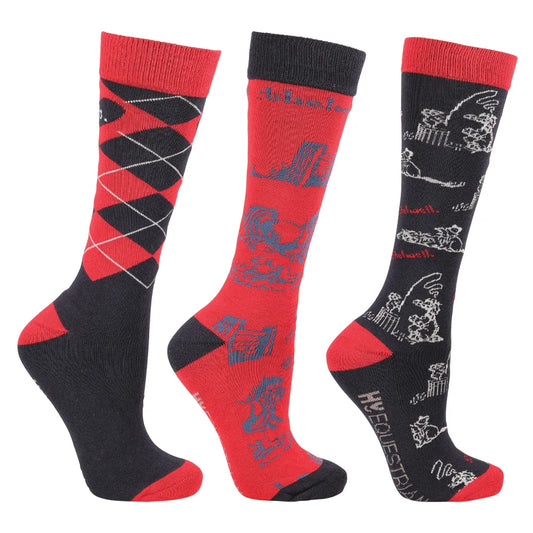 Hy Equestrian Thelwell Collection Practice Makes Perfect Socks (Pack of 3)