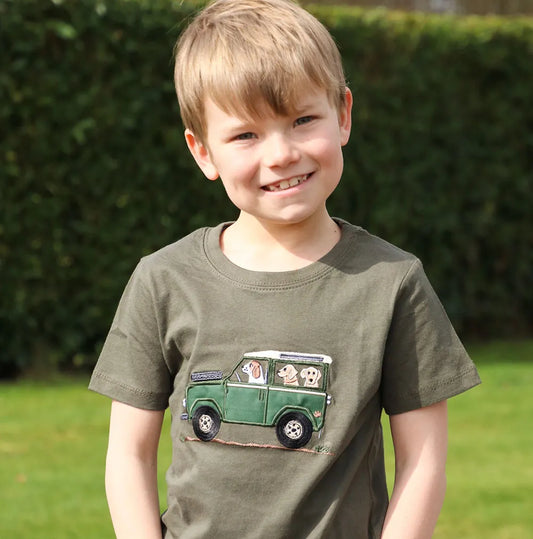 British Country Collection Offroader & Dogs Childrens T-Shirt