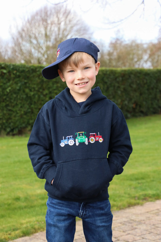 British Country Collection Three Tractors Childrens Hoodie